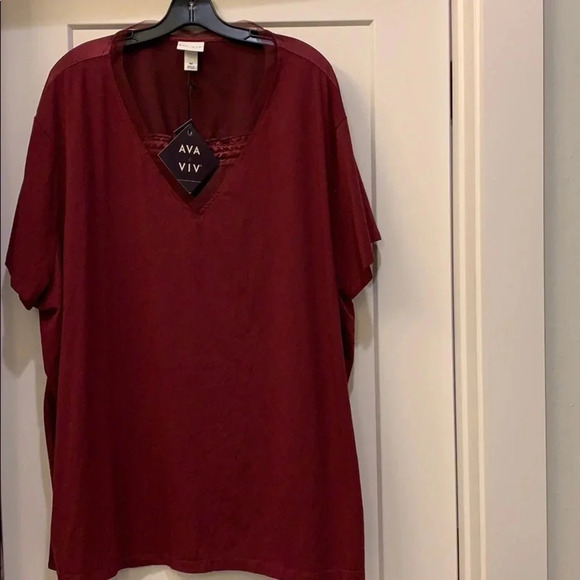 Ava & Viv Ruched Back V-Neck Top 4X New - Picture 4 of 8